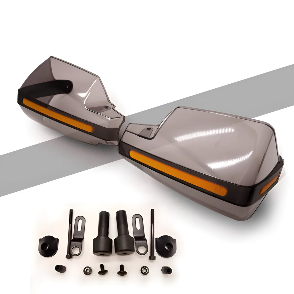 Plastic motorcycle cover handlebar protector, 21 x 14 x 16.3 cm, for storage and transport.