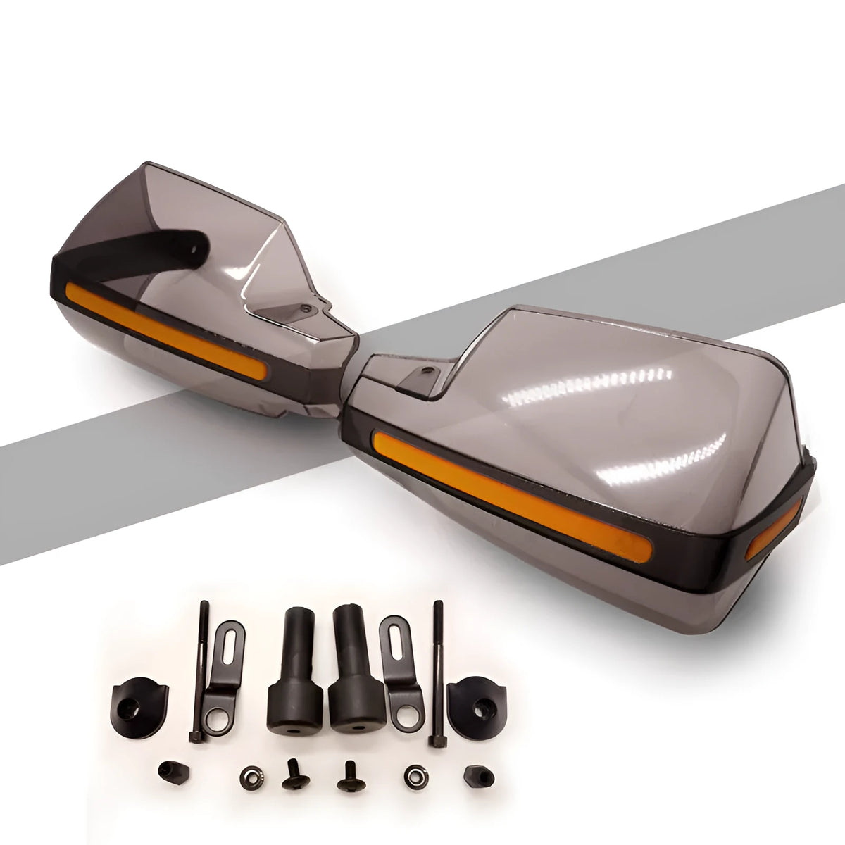 Plastic motorcycle cover handlebar protector, 21 x 14 x 16.3 cm, for storage and transport.