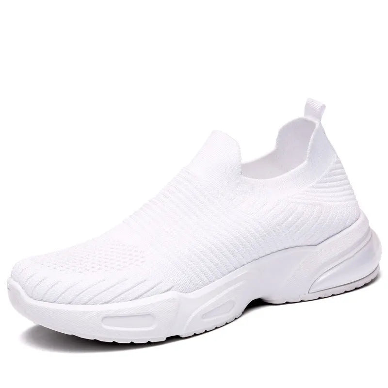 A pair of breathable mesh slip-on sock shoes with a PVC sole, shown in black colour.
