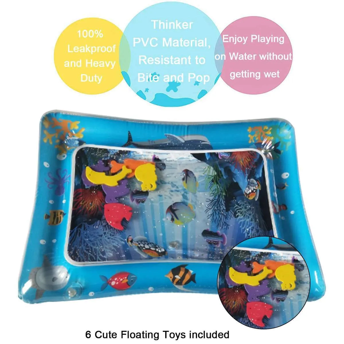 Whale design PVC water cushion baby playing pad 60x50cm for crawling and interest development