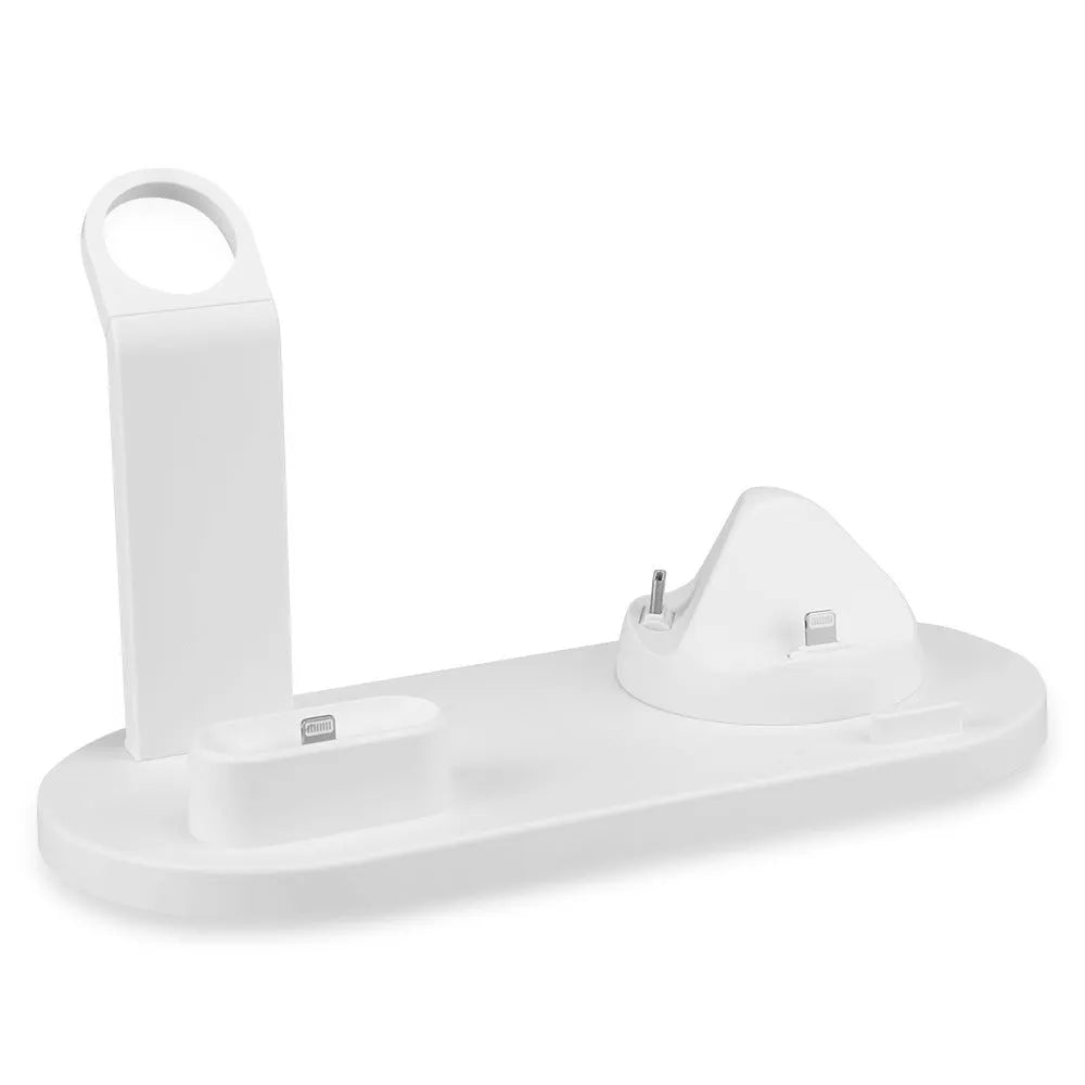 Black USB charging stand for headphones with three ports on stable base