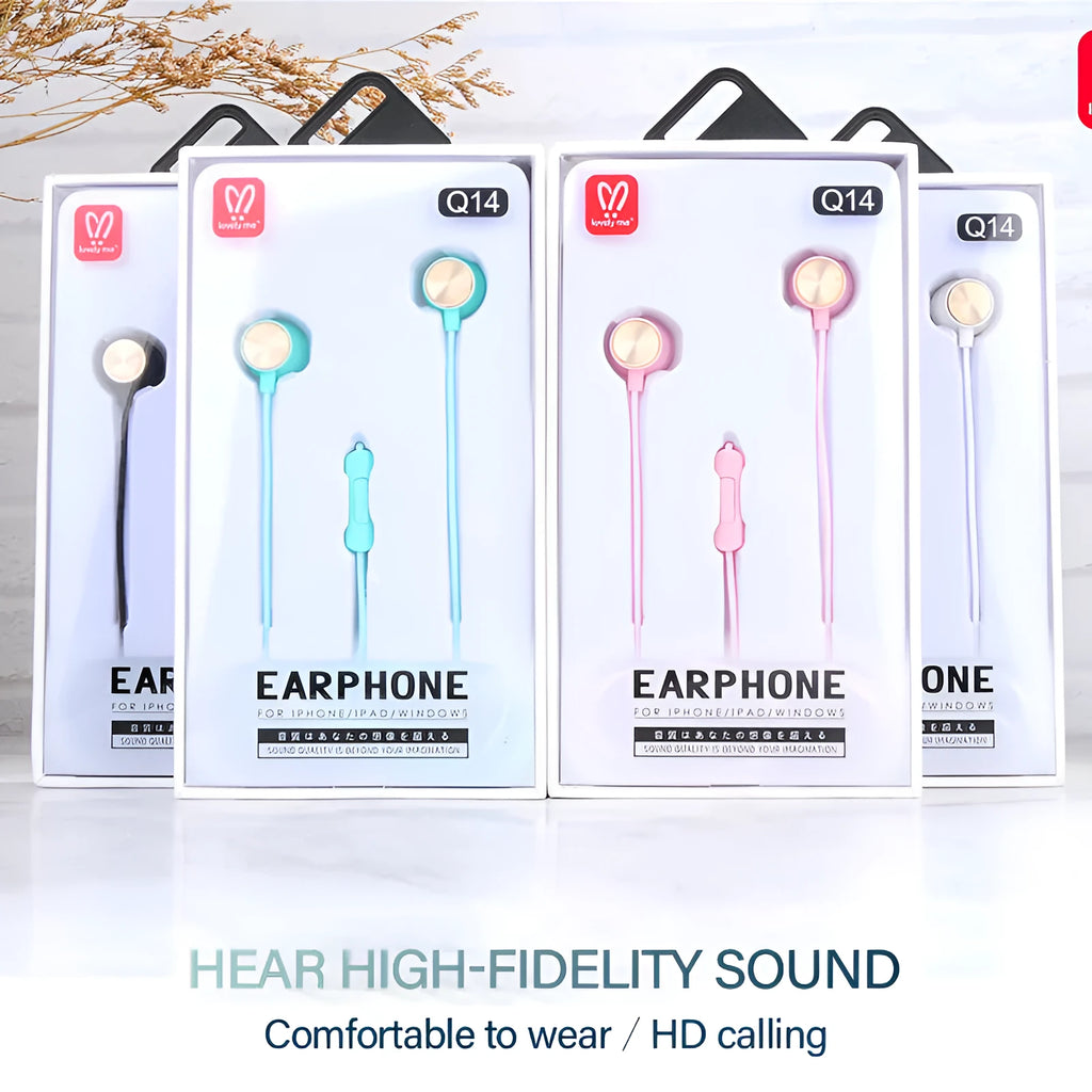 In-ear wired earphones with 120cm cable in pink colour for karaoke and music