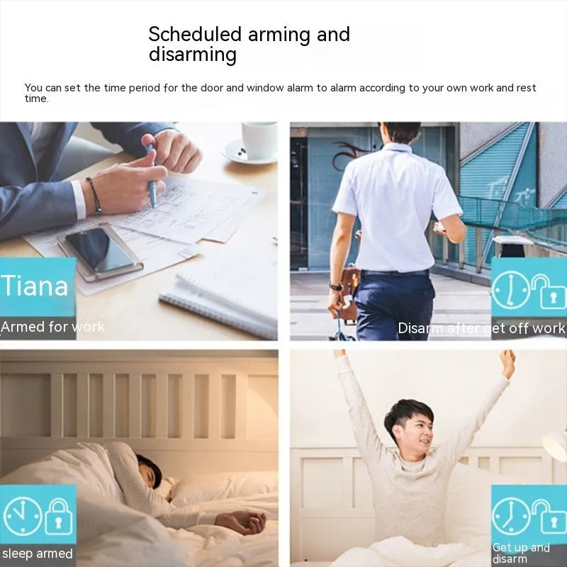 WiFi door magnetic sensor alarm with wireless connectivity and sound/light alerts for smart home security