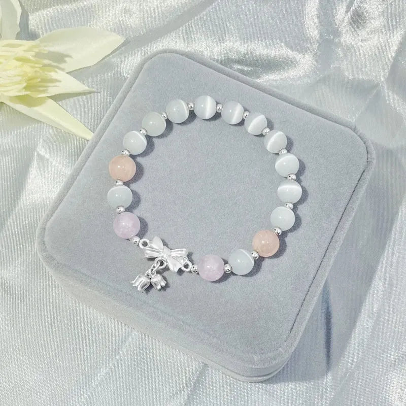 Lavender purple crystal bracelet with bowknot design measuring 10mm for women's fashion.