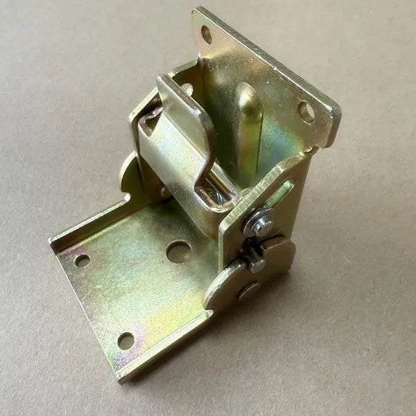 Furniture foot folding hinge in electroplated finish for invisible 0-90 degree self-locking installation.
