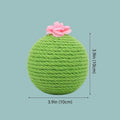 Green cactus-shaped cat scratcher ball with natural sisal scratching surfaces and integrated catnip toys