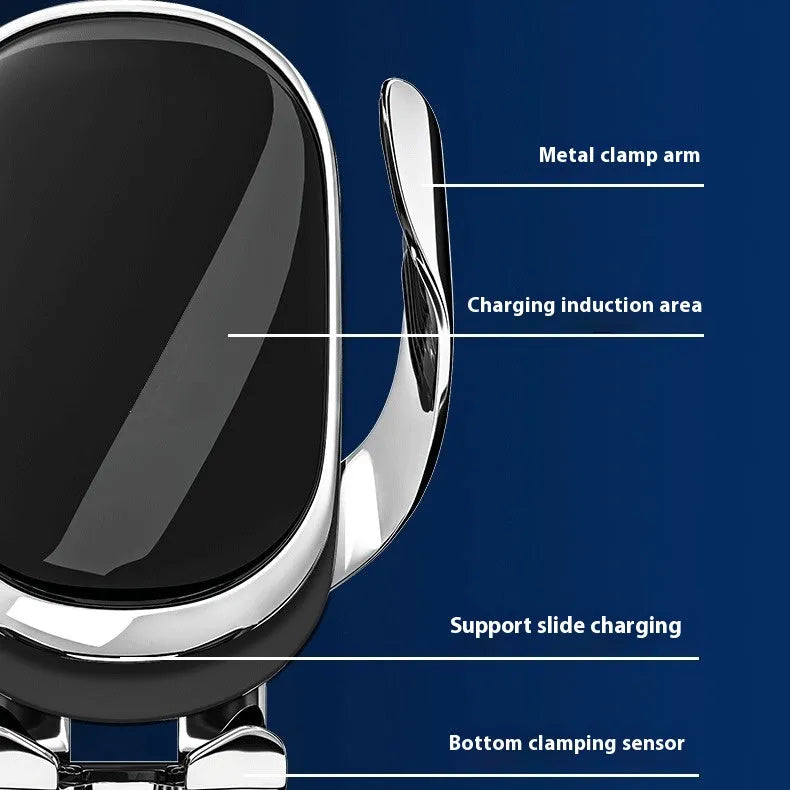 Silver portable plastic car phone holder with electric clamping for universal mobile phones
