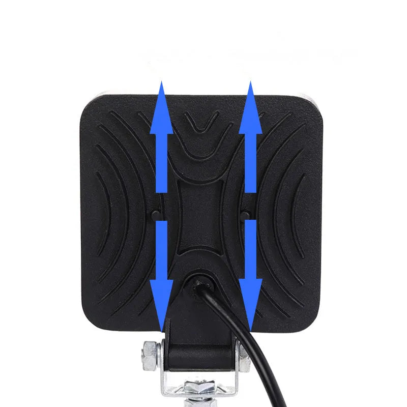 Square 48W LED work light with plastic housing for construction machinery inspection
