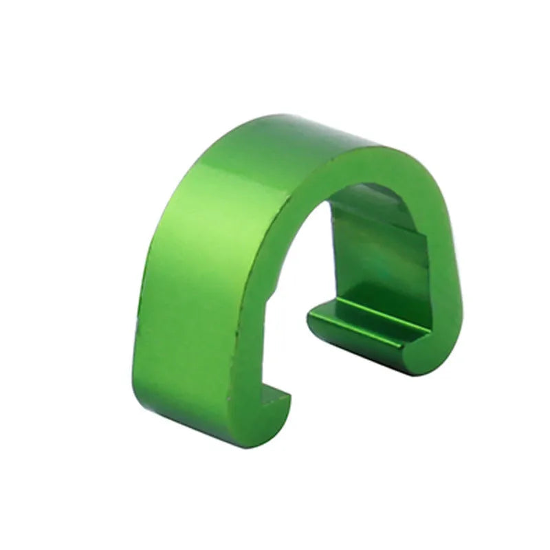 Ten aluminium alloy C-shaped buckles in assorted colours on a white background.