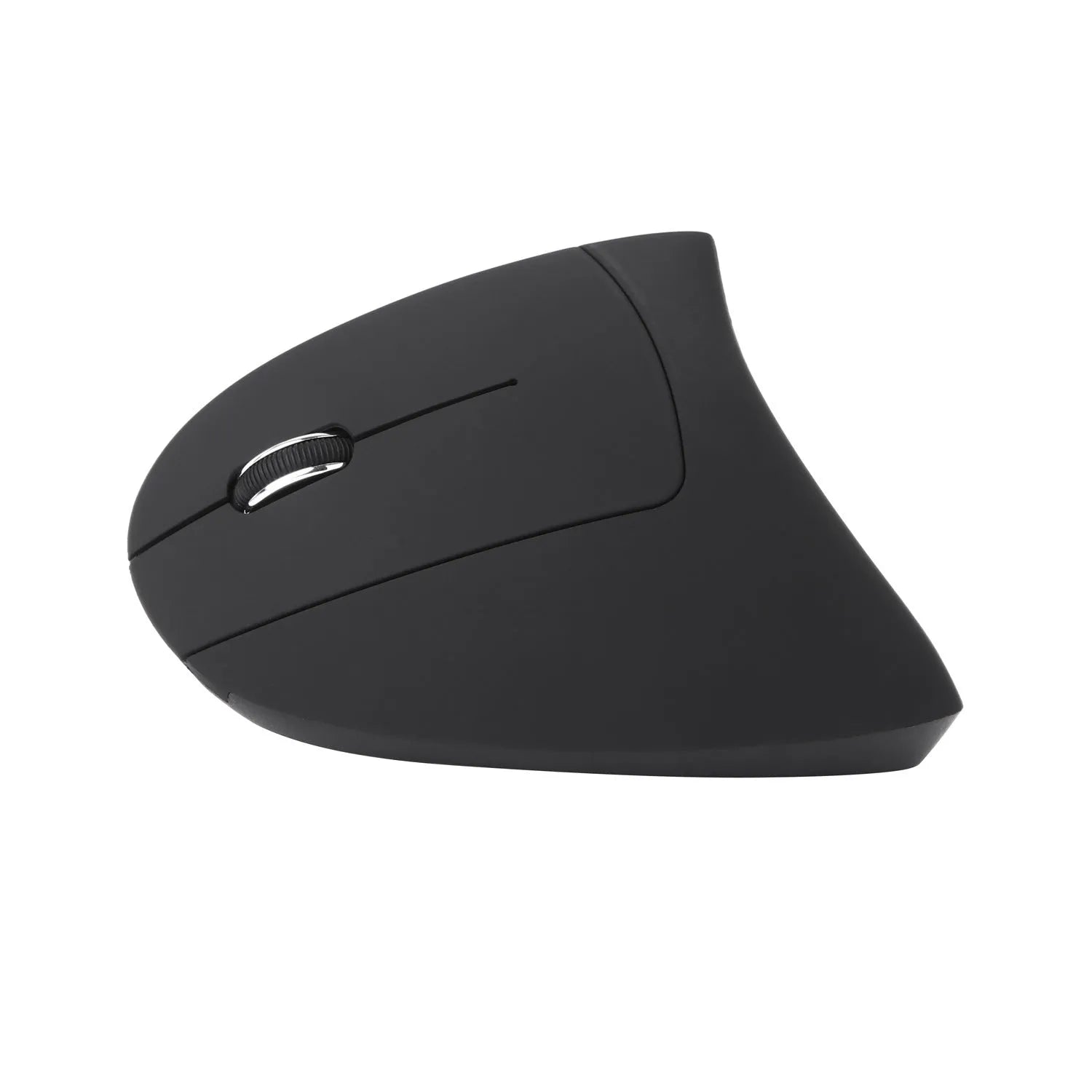 Wireless vertical left hand mouse in black with ergonomic design and thumb buttons