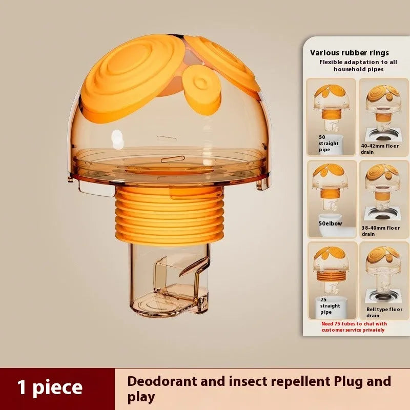 Kitchen downcomer three-way deodorant sealing plug with magnetic seal, ABS material, universal floor drain fit
