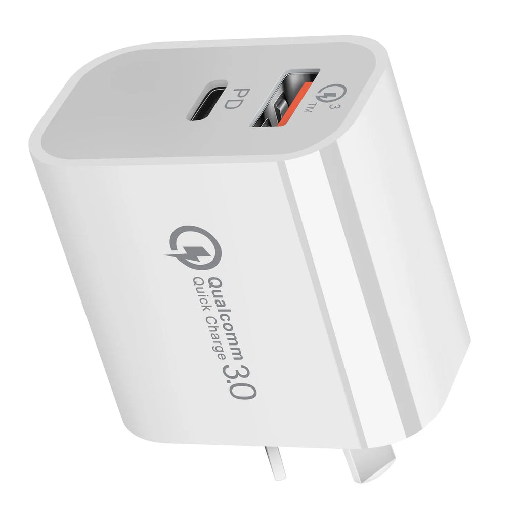 White Australian SAA dual port USB wall charger with AU plug