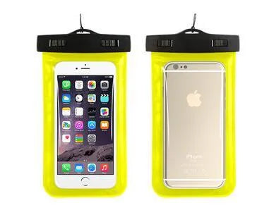Aqua-One waterproof phone pouch in multiple colours showing clear touchscreen window and sealed closure.