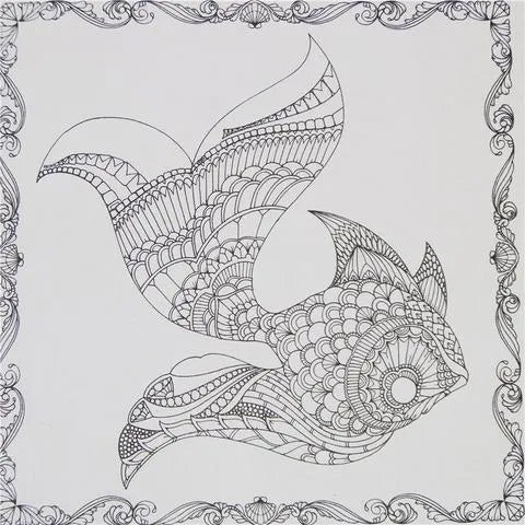 Lost Ocean DIY Coloring Book open to a detailed marine life page with coloured examples