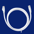 White Cat6 RJ-45 Ethernet network cable with CCA conductors on a plain background