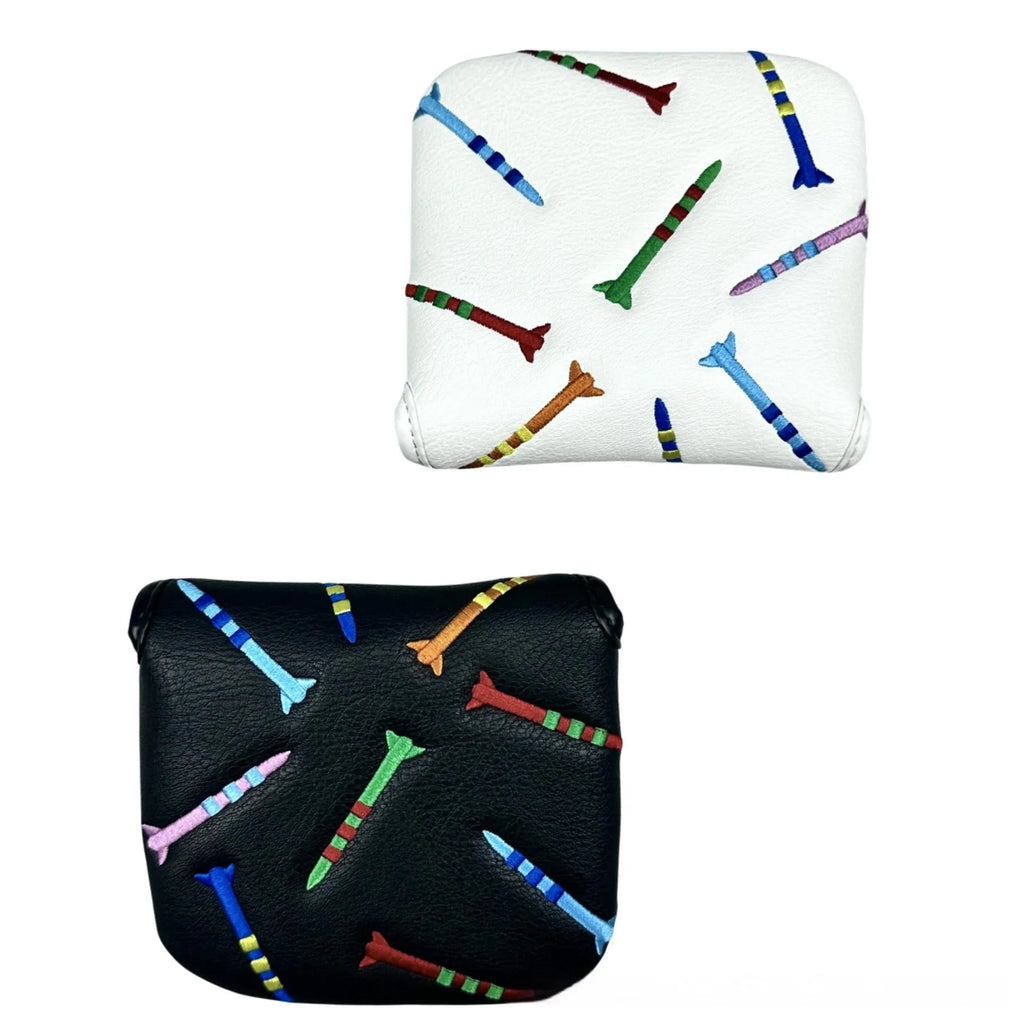 Black and white rocket pattern square putter protective sleeve made of PU leather.