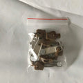 Plastic and metal zipper head replacement pieces in black, grey and brown colours