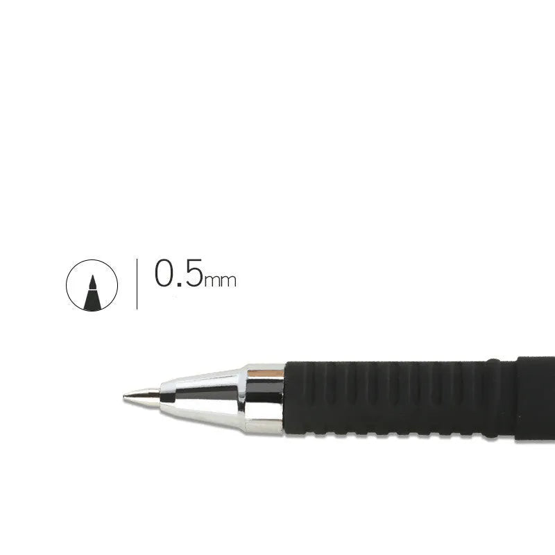 Set of eight carbon black gel pens for students with quick-drying ink and anti-fatigue design