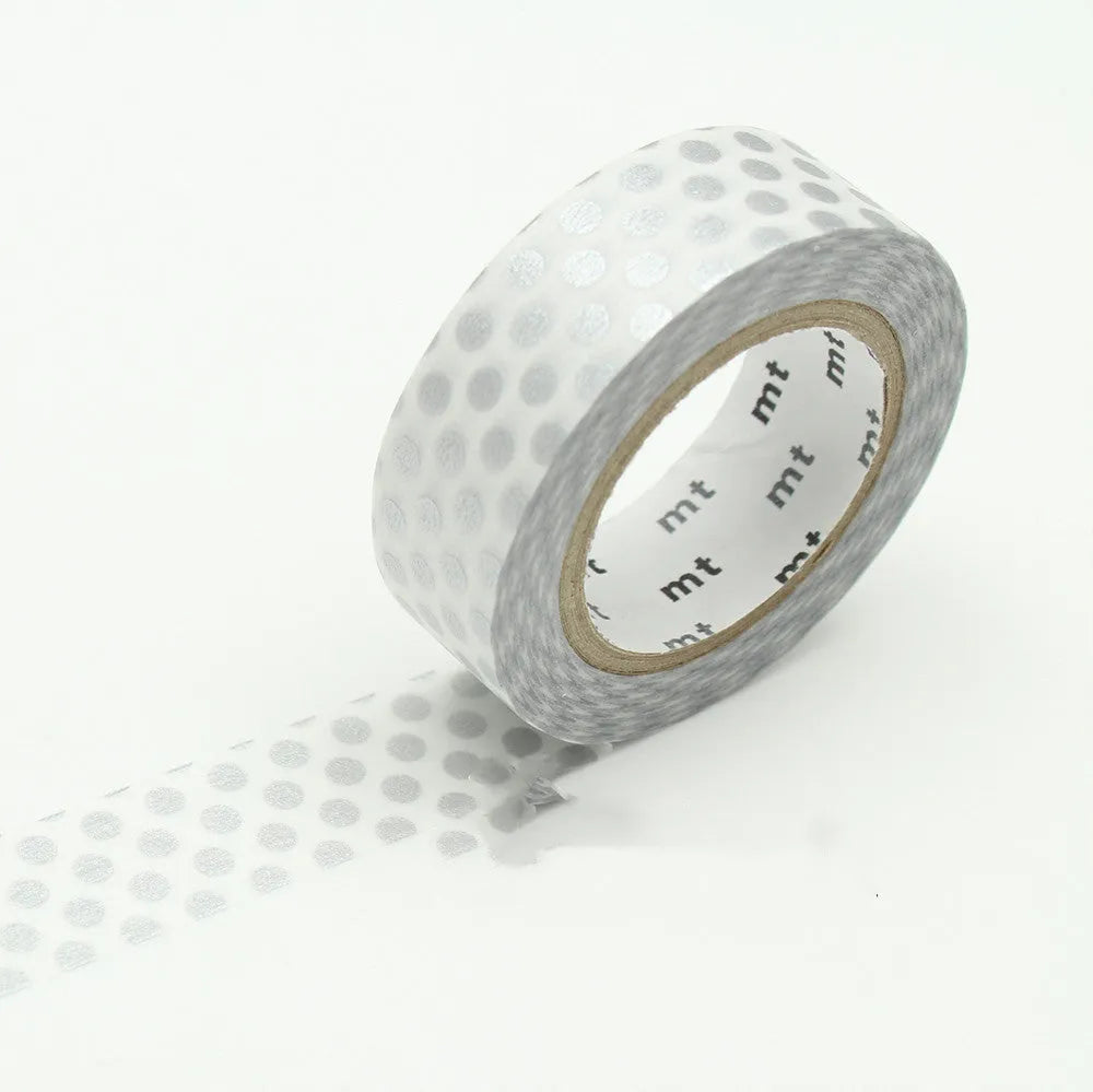 Dots and paper tape in silver, light blue, white, and coffee for DIY hand account stickers