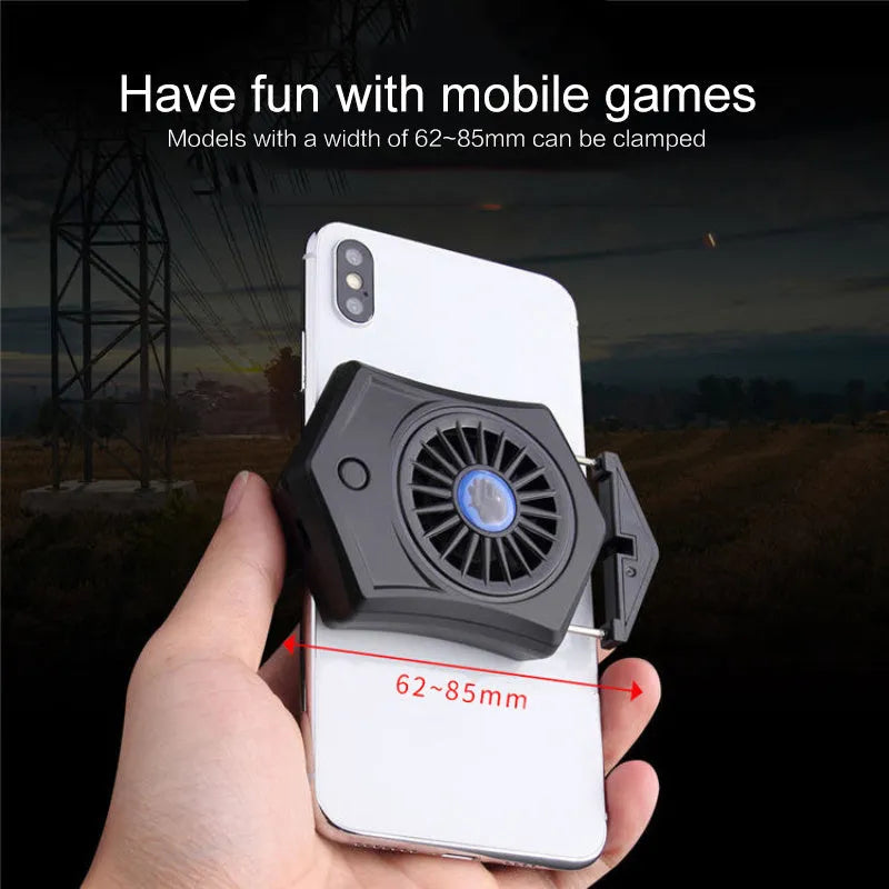 Black and white USB mobile phone radiator cooling fan for gaming accessories.