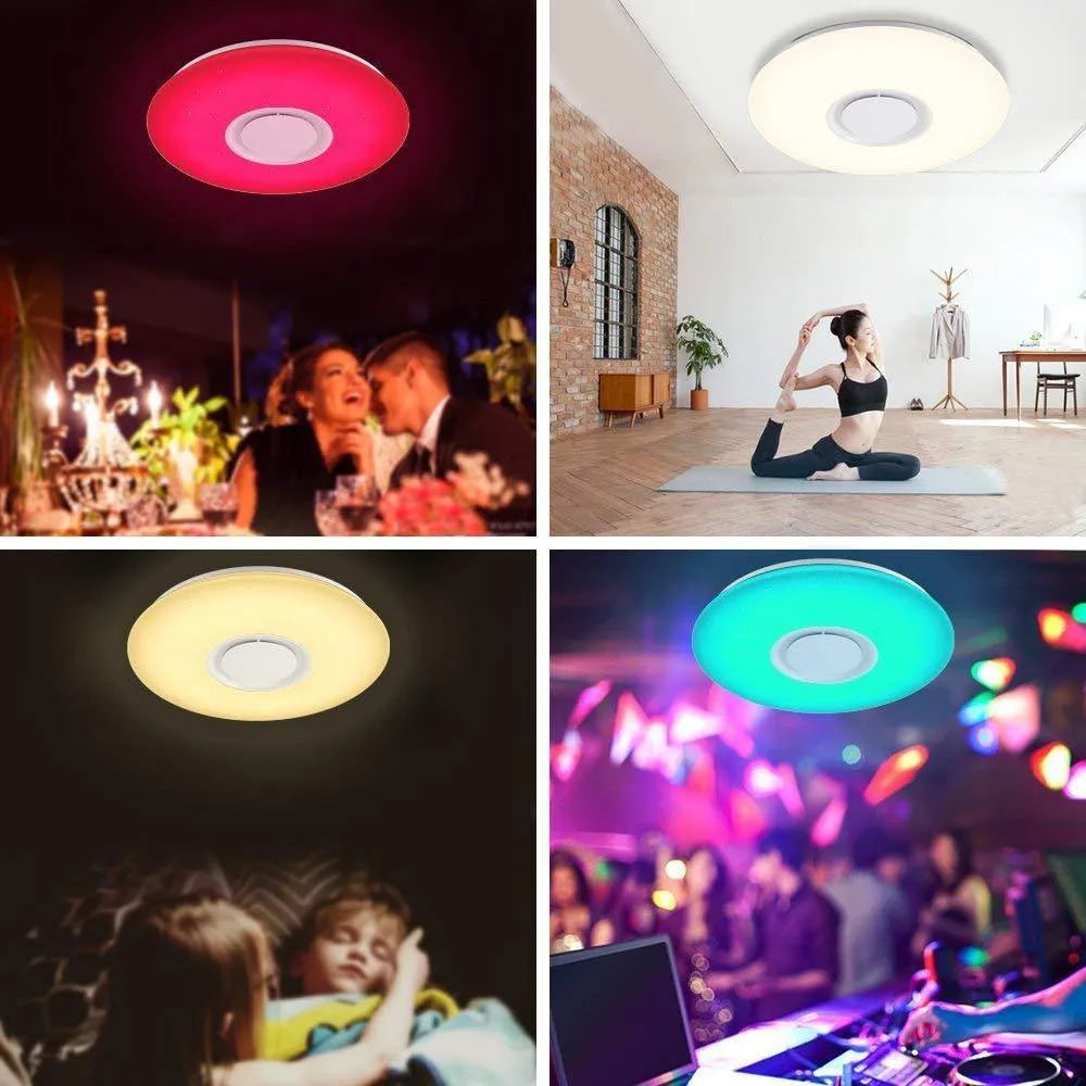 White 24W 40cm diameter Bluetooth music LED ceiling lamp with app and voice control