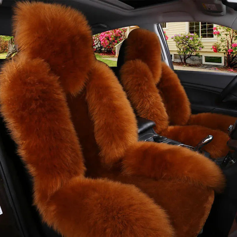 Winter car cushion single seat in bean paste colour with wool cashmere blend outer
