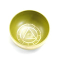 Small handmade Himalayan singing bowl in blue colour, measuring 8 cm, for meditation and percussion.