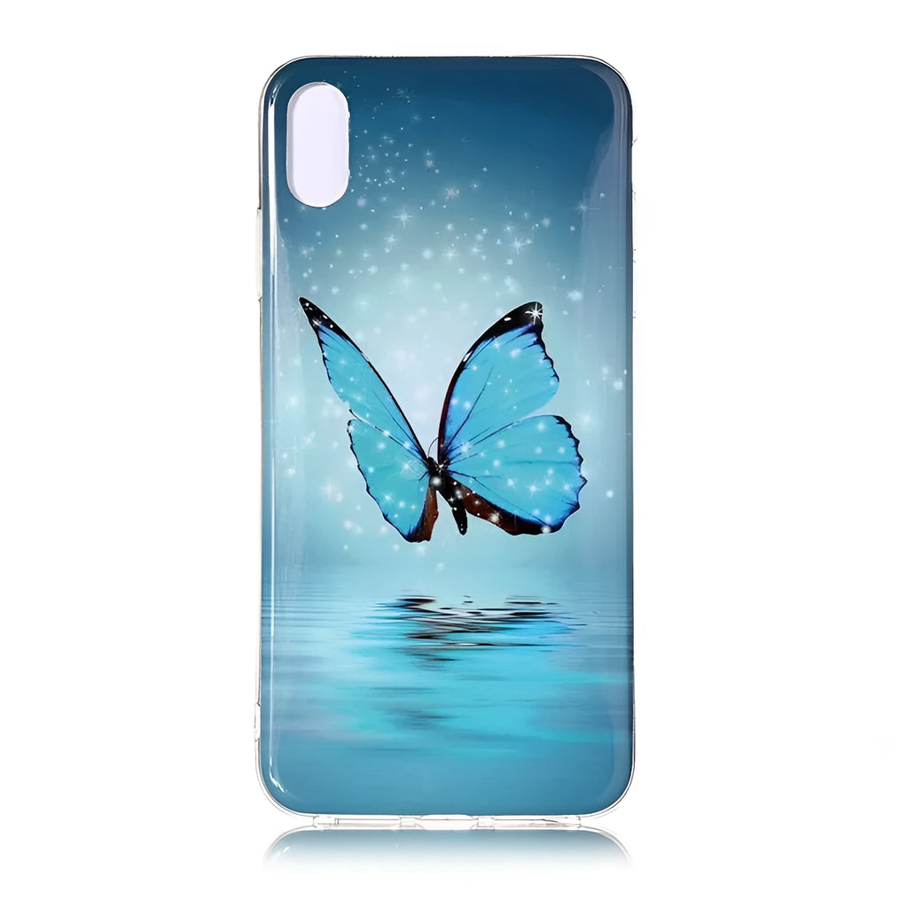 Luminous cartoon iPhone case with Butterfly design, back cover style in IMD+TPU material