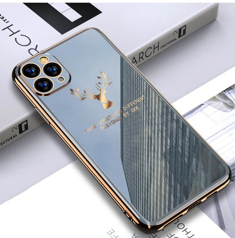 Black TPU full lens back cover case for iPhone on a flat surface.