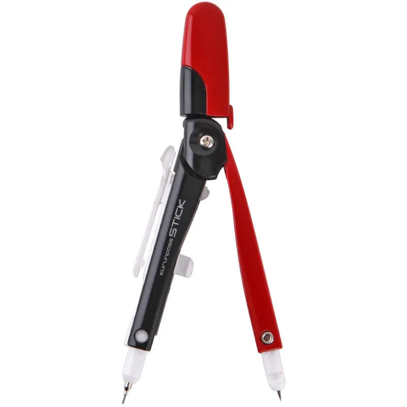 Automatic compass drawing pen with protective cover, 122mm compact design, converts to 0.5mm mechanical pencil