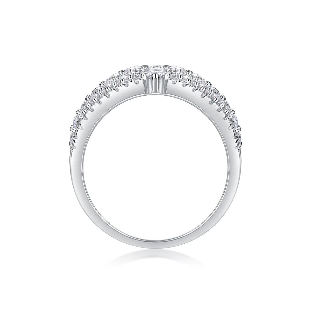 Ballet Of Time moissanite wedding ring set in platinum-plated S925 silver with gold colour option and gift box