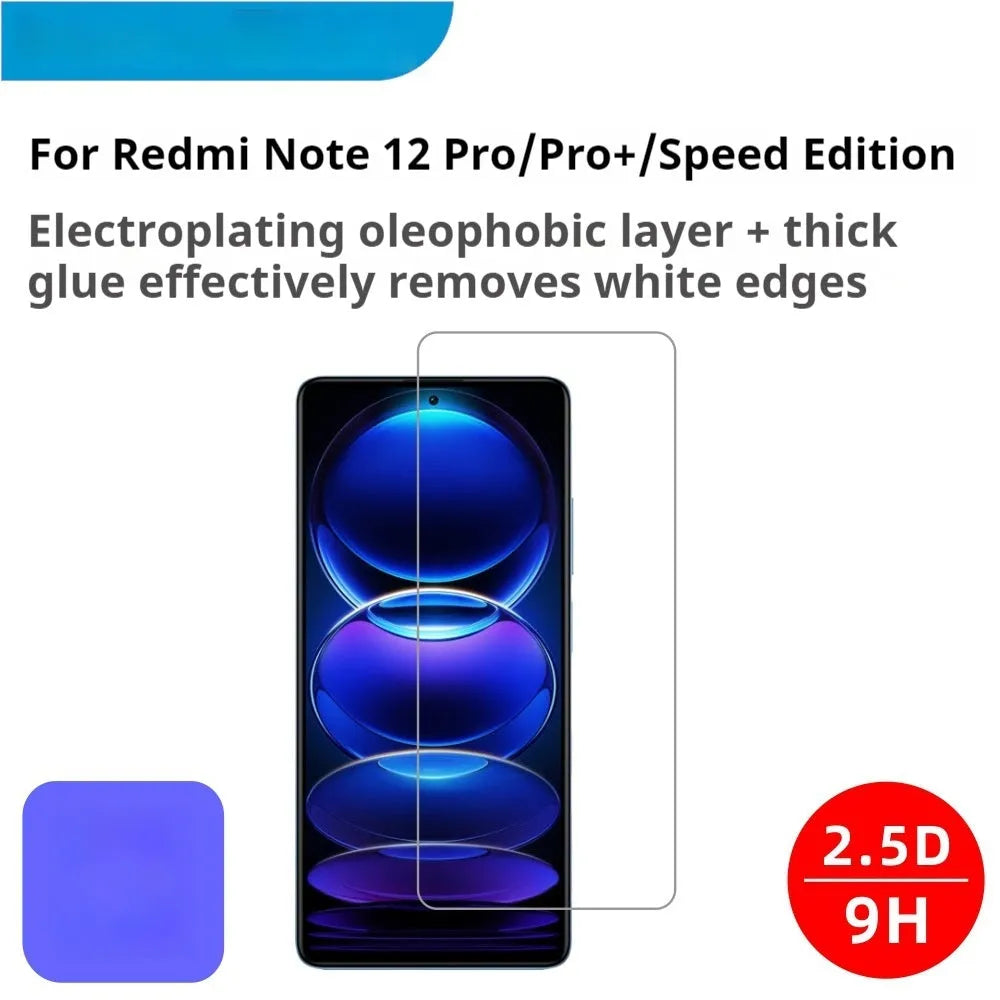 Tempered glass phone film for Redmi Note 12 Pro and Extreme Edition, HD, not full screen, oleophobic layer.