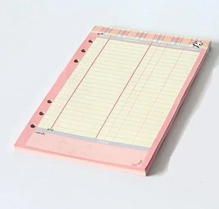 45 sheets of coloured A5 A6 binder filler paper with multiple ruling styles for planners and diaries