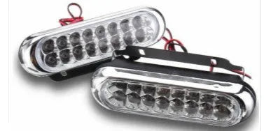 Car anti fog LED daytime running light set with two white 16-LED lamp boards, DC12V 6W, 15cm x 3.5cm x 3.5cm, iron brackets and screws