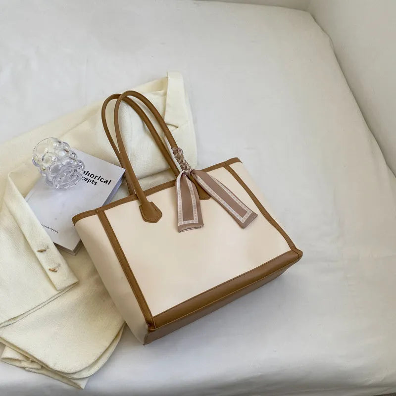 Soft PU tote shoulder bag with open outer pocket showing black, brown, and coffee colour options