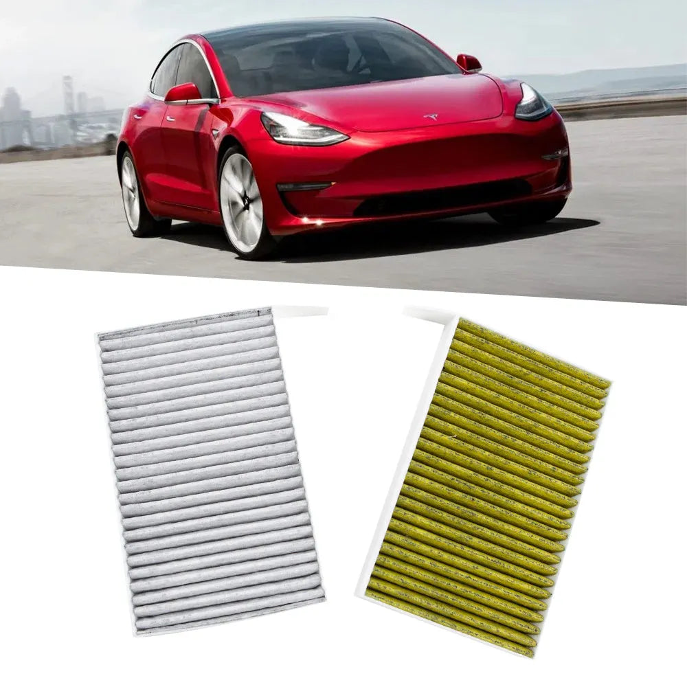 Tesla Model 3 cabin air filter with activated carbon and non-woven cloth media