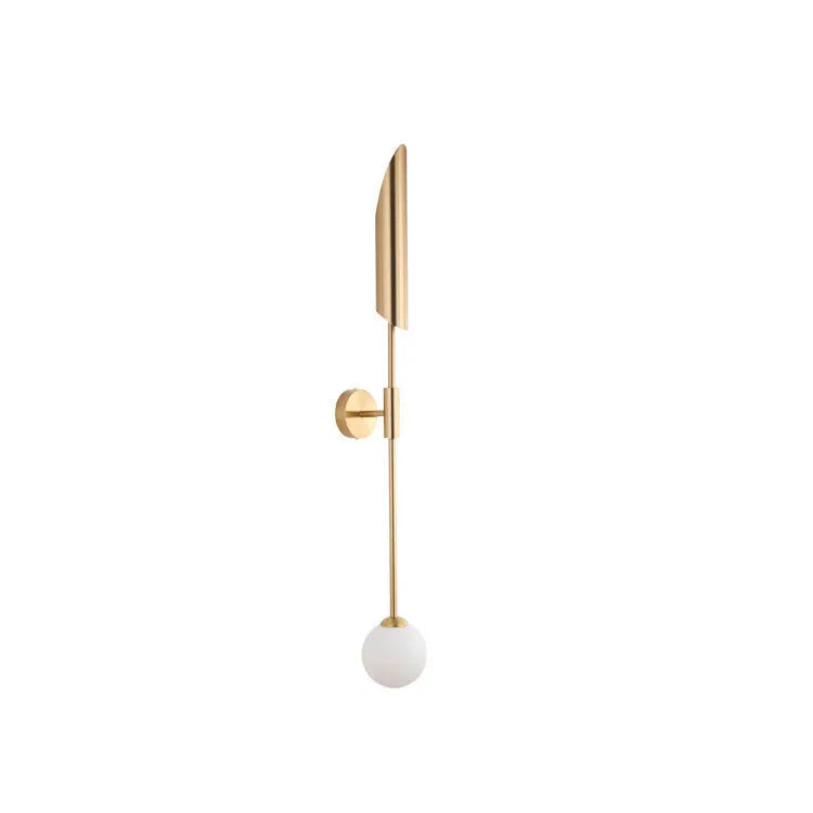 Modern minimalist bedside lamp with glass shade and iron body, warm light