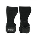 Cowhide weightlifting palm grip booster stripe in black on a gym floor