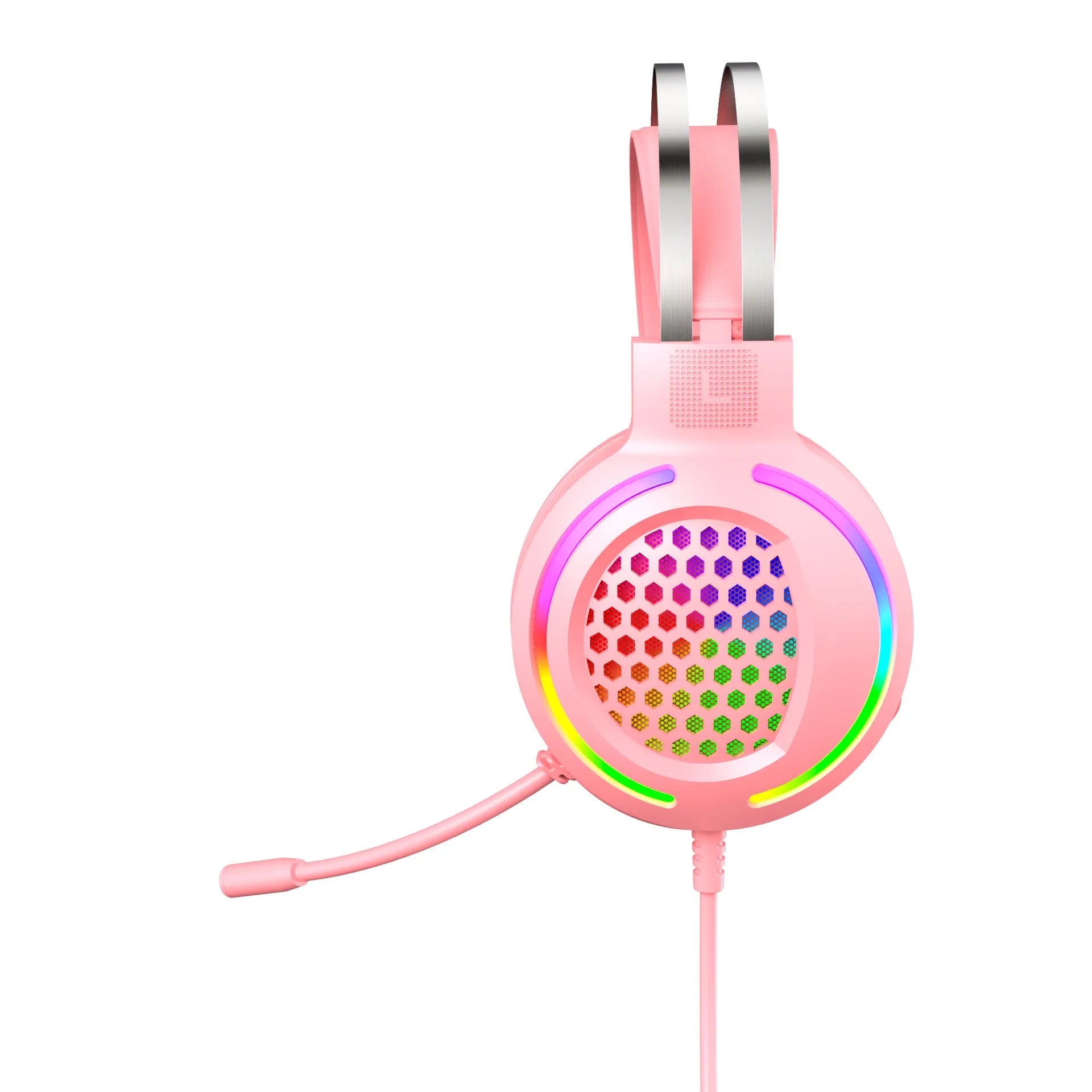 H500 Holloway RGB gaming headset in black with colourful lighting on ear cups.