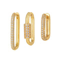 Geometric ear clip three-piece set with micro inlaid zircon detailing in gold or white k colour
