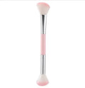 Double-headed makeup brush with soft fibre hair for loose powder, blush and highlight, 15g, in Colourful, Green, Pink or Purple