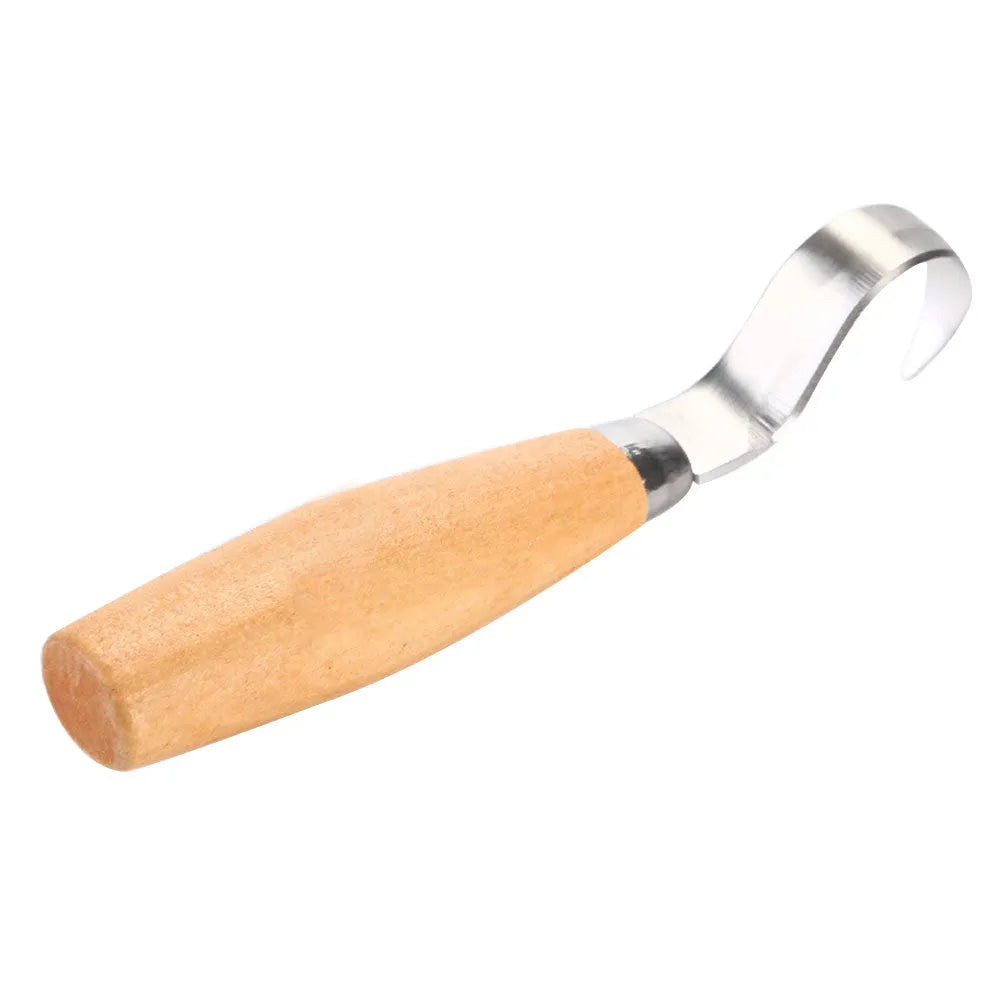 FastCraft spoon carving tool with stainless steel blade and wood handle for curve carving