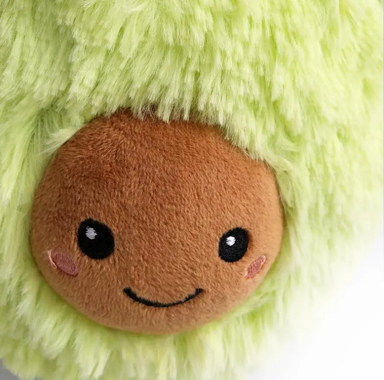 Soft green avocado plush toy pillow with cartoon face, PP cotton filling, 20cm to 60cm sizes