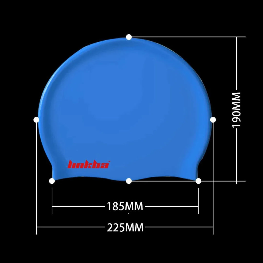 Silicone swimming cap with letter pattern in choice of five colours for swimming ear protection