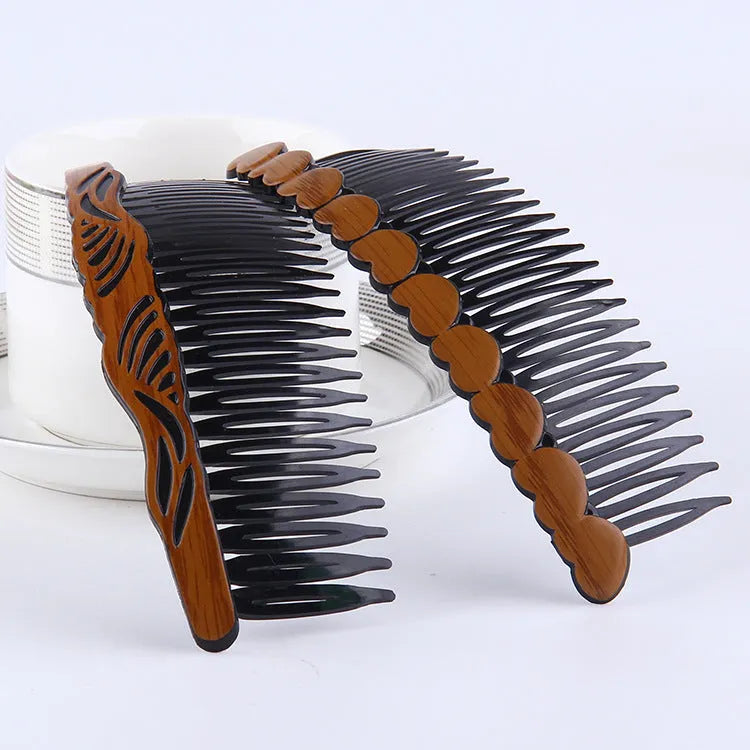 Fashion retro plastic resin hair comb in Korean style for women, available in multiple colours