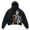 Punk design printed hoodie with 3D effect pattern, loose fit, thick polyester, long sleeves, multiple colour options