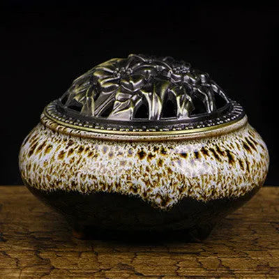 Ceramic retro package incense burner in multiple colours for home decor and meditation