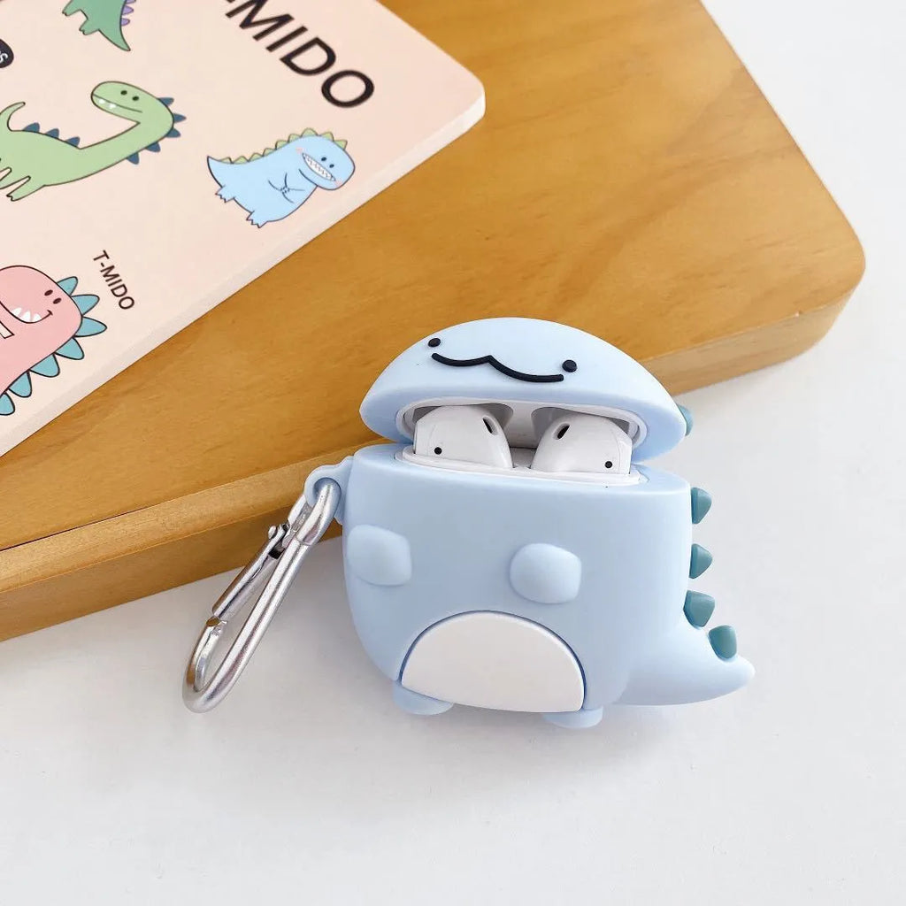 Blue silicone AirPods case with dragon design for Apple AirPods 1, 2, or 3 models