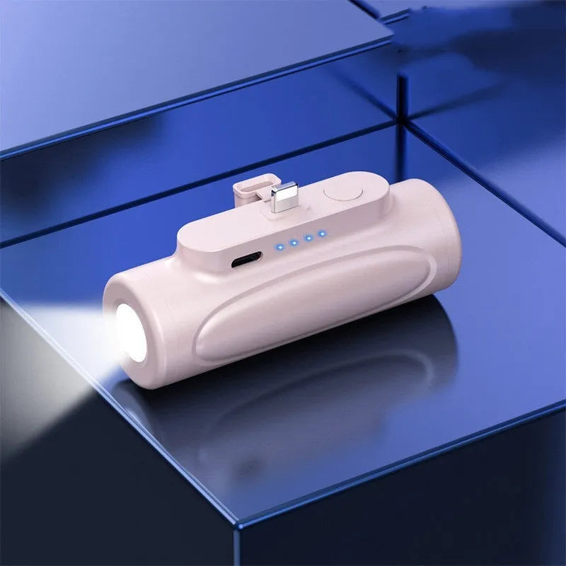 Black Creative Power Bank Glare Flashlight showing USB-C port and LED torch, dimensions 83x27x41mm.