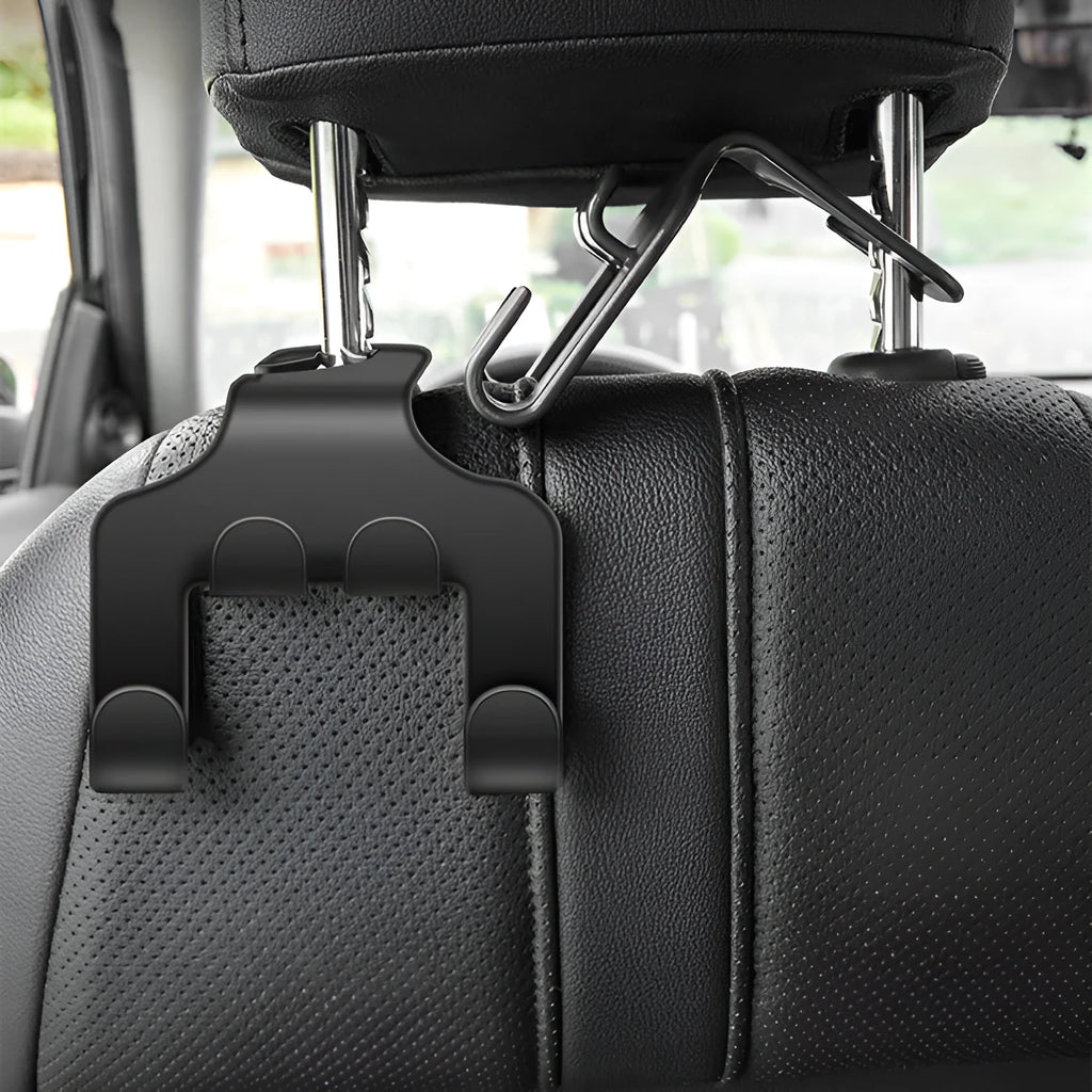 Car mounted multifunction hook made from white ABS material shown installed in vehicle
